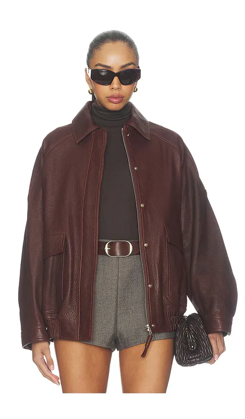 Grain Leather Aviator Jacket by Rohe
