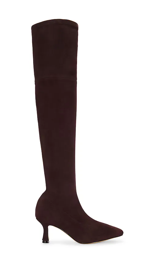 Clarin II Over the Knee Boot in Deep Mahogany Suede by L'AGENCE
