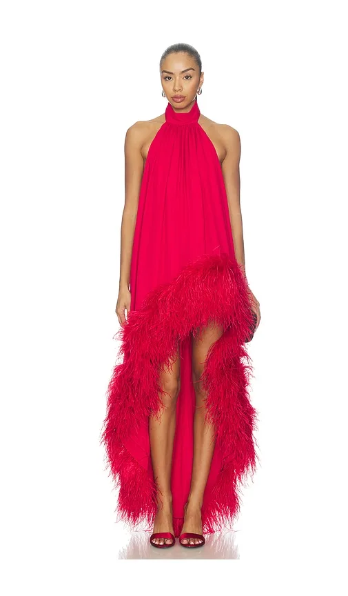 Halter Neck Feather Gown by Bronx Banco