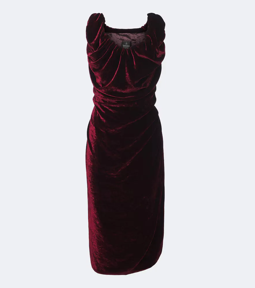 Ginnie Amber Draped Velvet Midi Dress by Vivienne Westwood