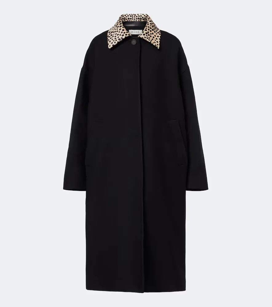 Calf Hair-Trimmed Virgin Wool Coat by Rohe