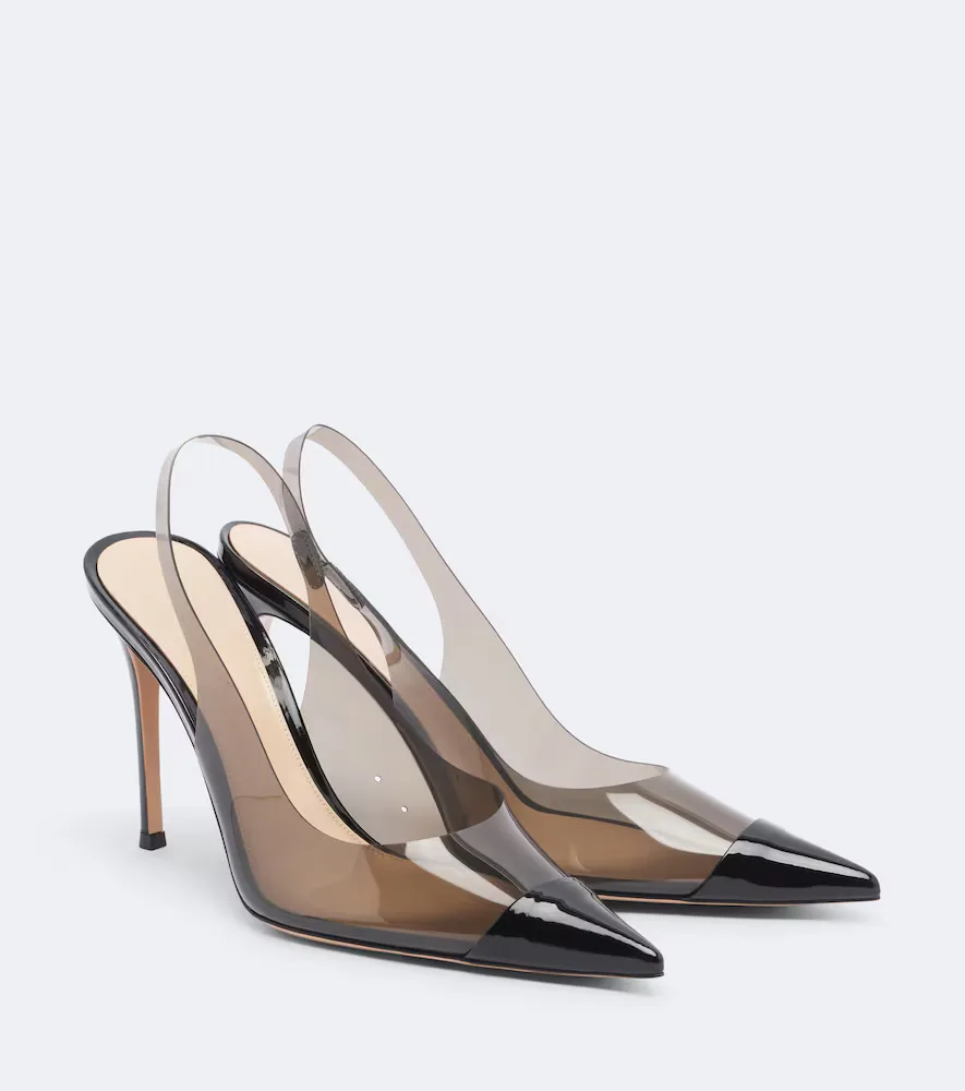 Leather-Trimmed PVC Slingback Pumps by Gianvito Rossi