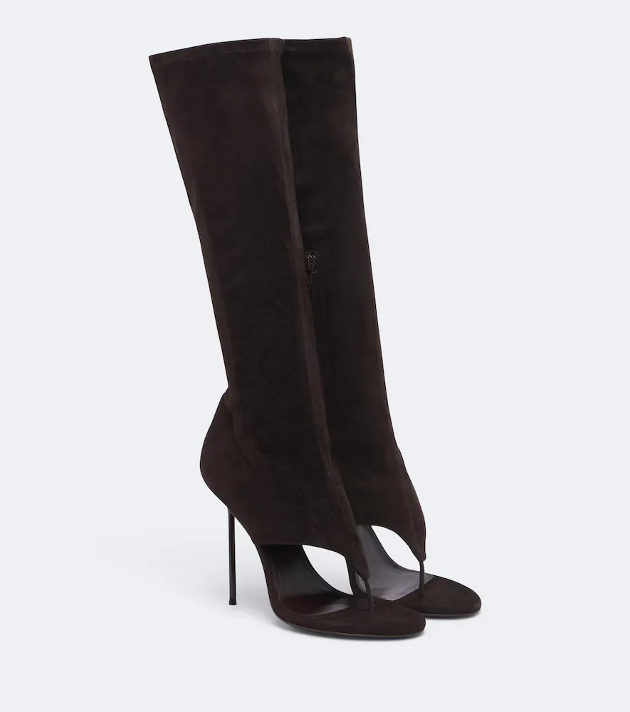 Lidia Cut-Out Suede Knee-High Boots by Paris Texas