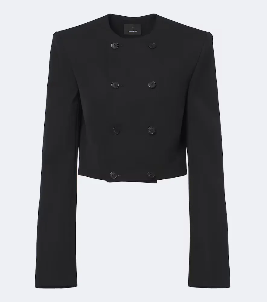 Cropped Double-Breasted Virgin Wool Blazer by Wardrobenyc