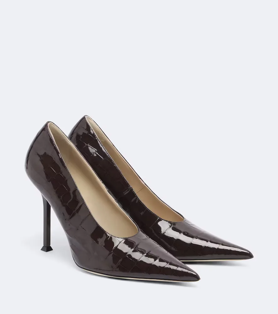 Helix Croc-Effect Patent Leather Pumps by Christen