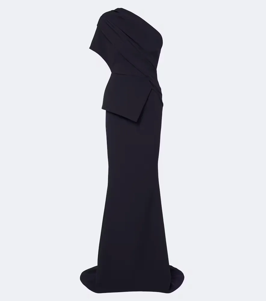 Elyna Asymmetric Crêpe Gown by Safiyaa