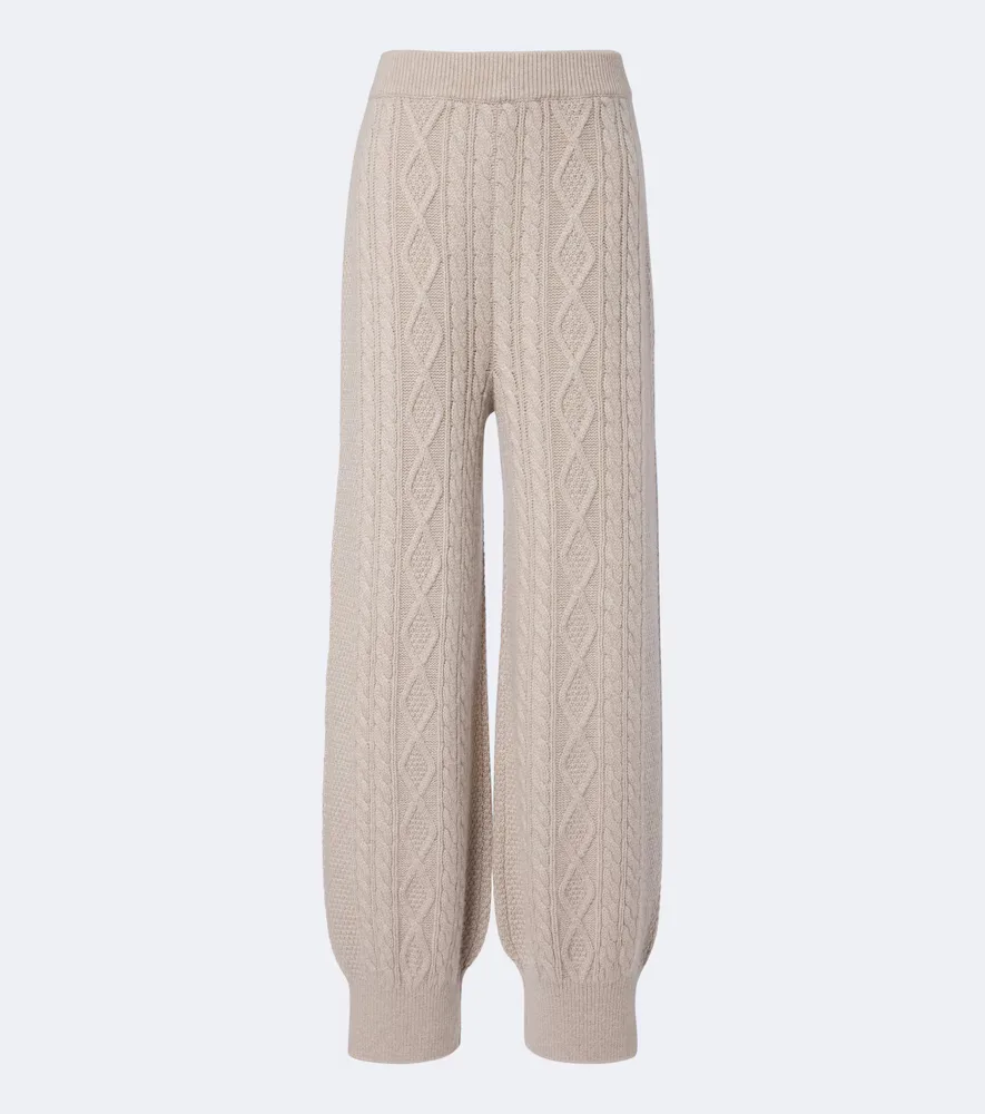 Bryndis Cable-Knit Cashmere Wide-Leg Pants by Lisa Yang