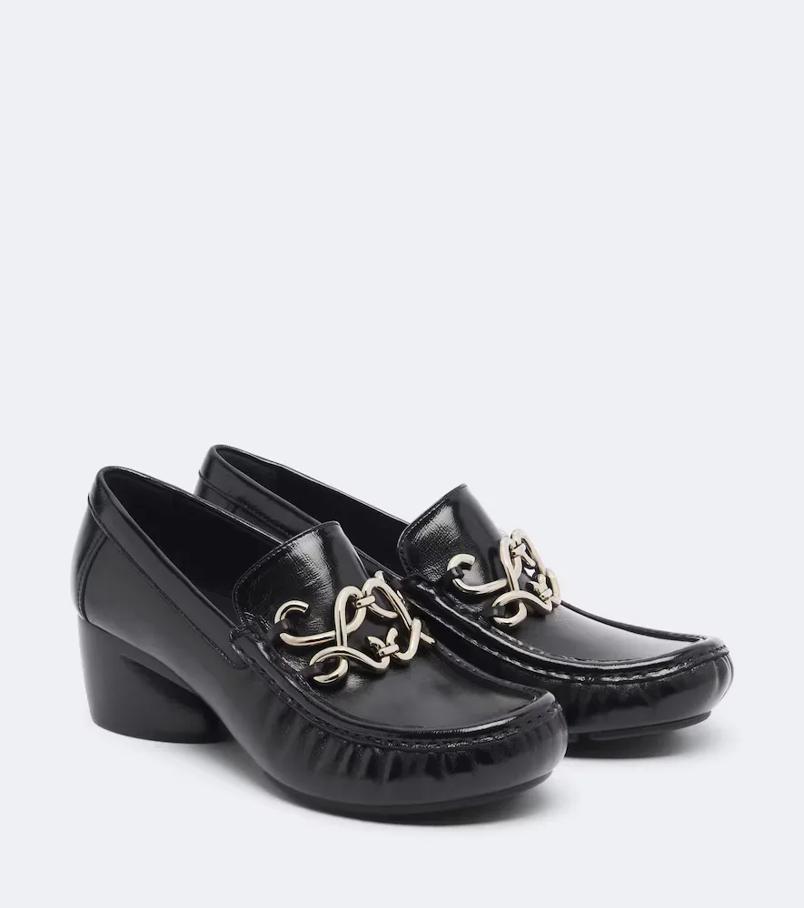 Oval Double L Leather Loafer Pumps by LOEWE