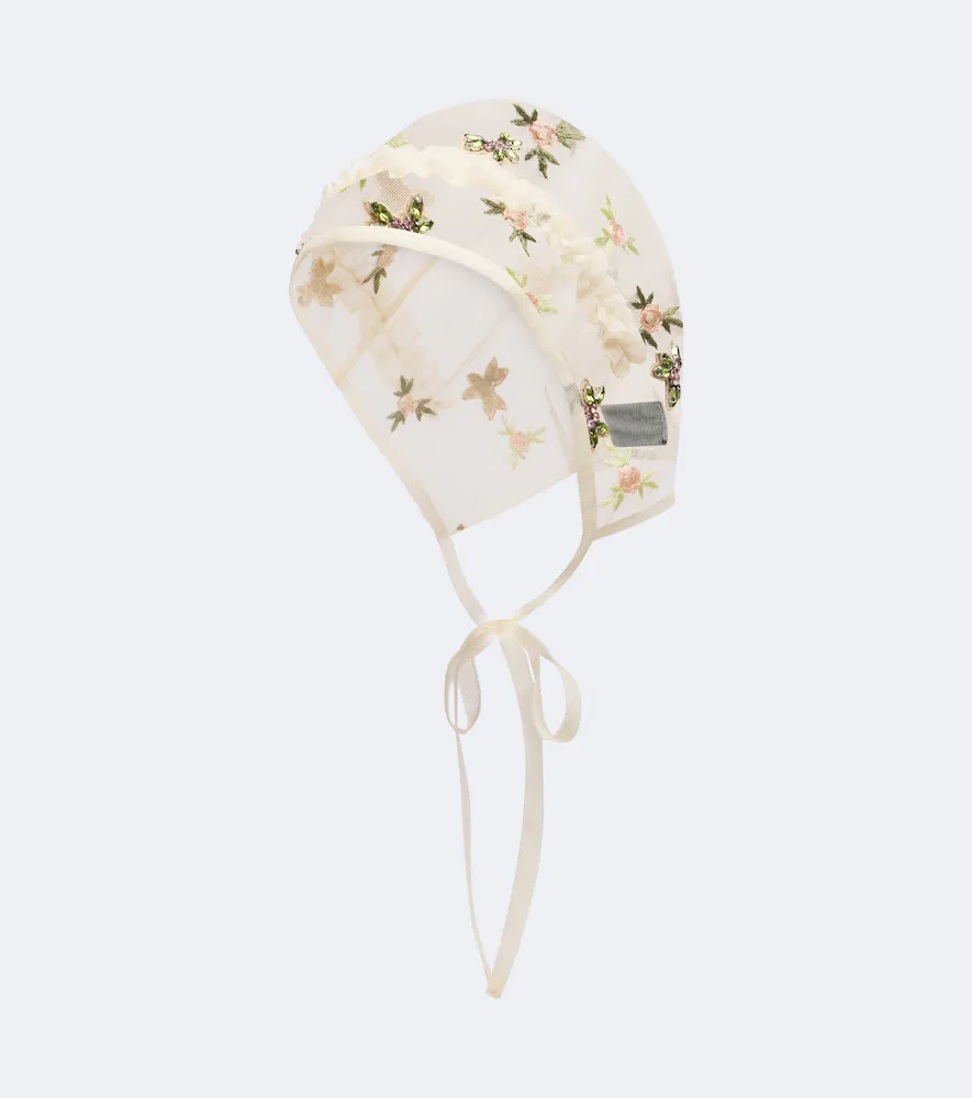 Floral Embroidered Embellished Hood by Simone Rocha