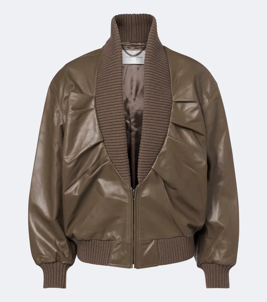 Zana Leather Bomber Jacket by Victoria Beckham