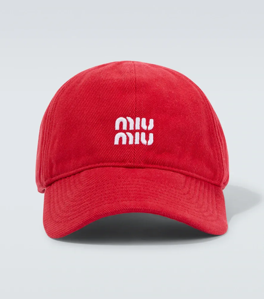 Logo Denim Baseball Cap by Miu Miu