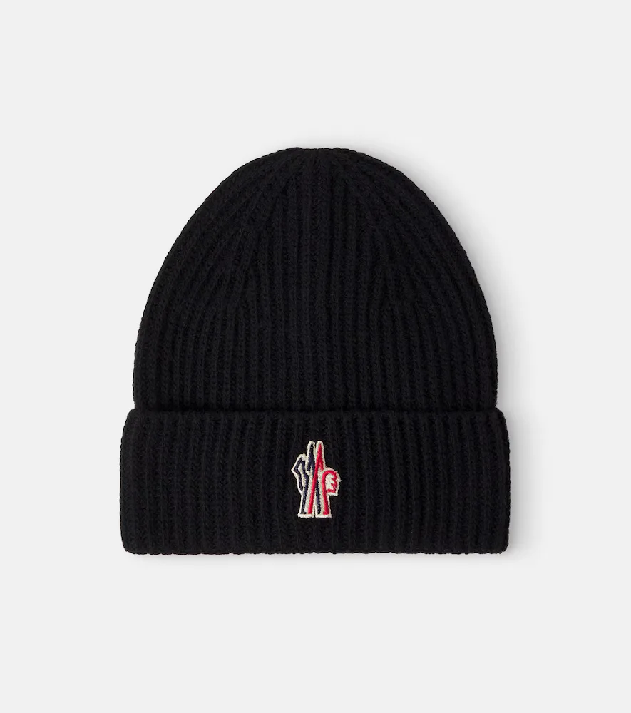 Grenoble Enfant Logo Ribbed-Knit Virgin Wool Beanie by Moncler