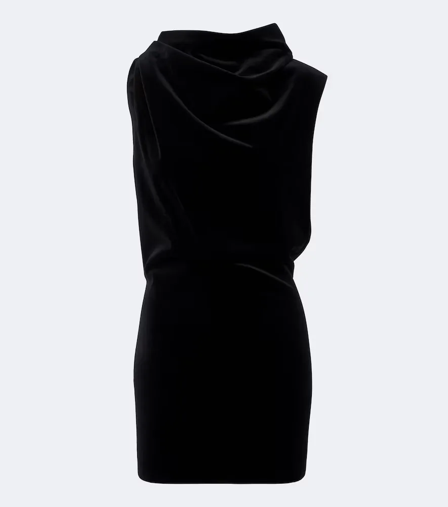 Astor Draped Cotton Velvet Minidress by Khaite