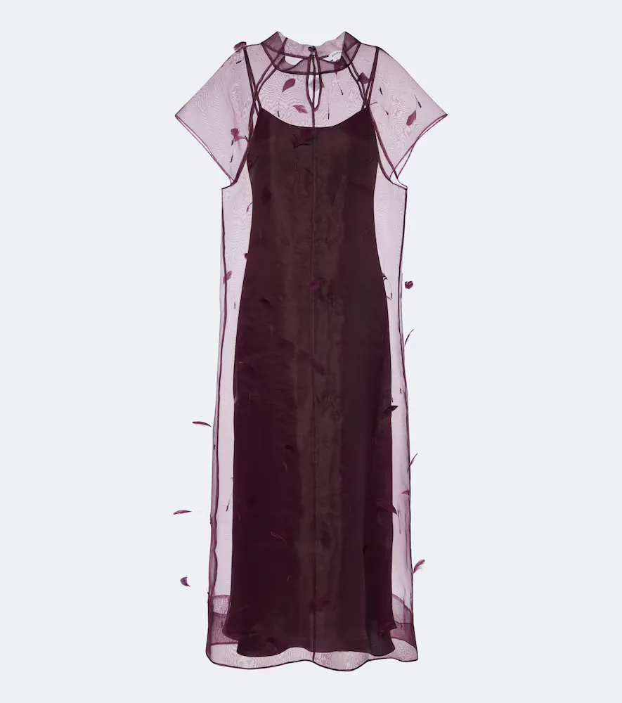Pauline Feather-Trimmed Organza Midi Dress by Simkhai