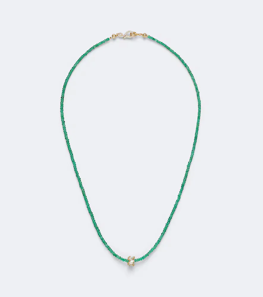 Infinite 18kt Gold Beaded Necklace with Emeralds and Diamonds by Suzanne Kalan
