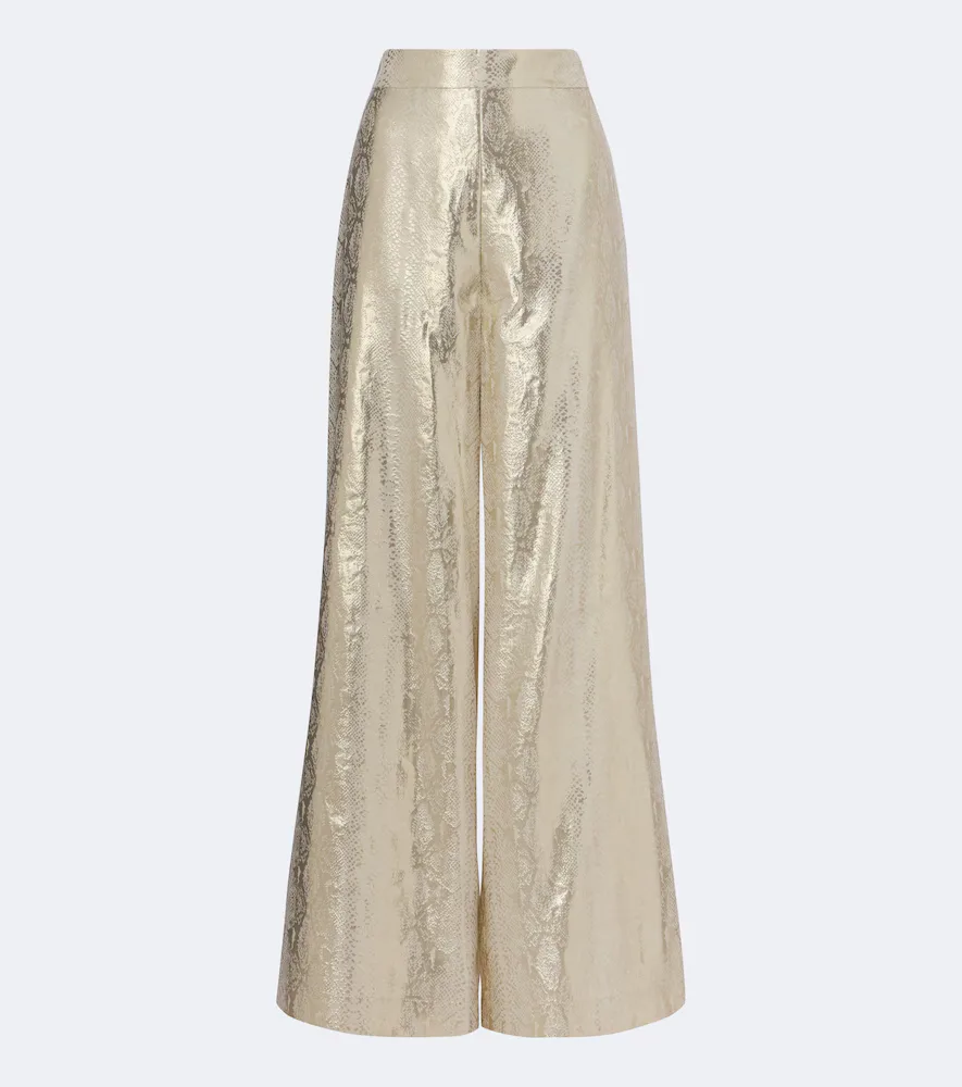 Selene Silk-Blend Lam Wide-Leg Pants by Joseph