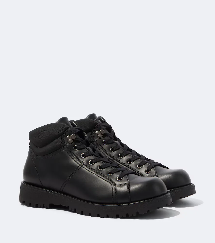 Leather Lace-Up Boots by Prada