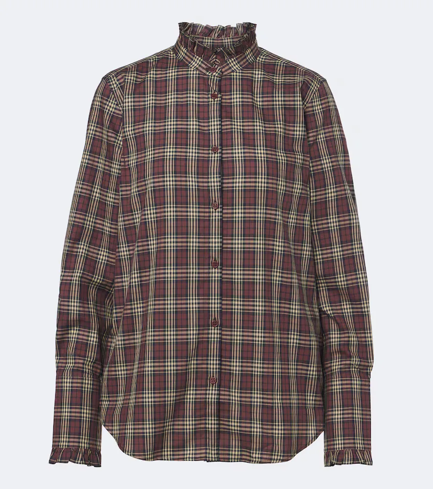 Nili Lotan Elio Ruffled Checked Cotton Shirt by Nili Lotan