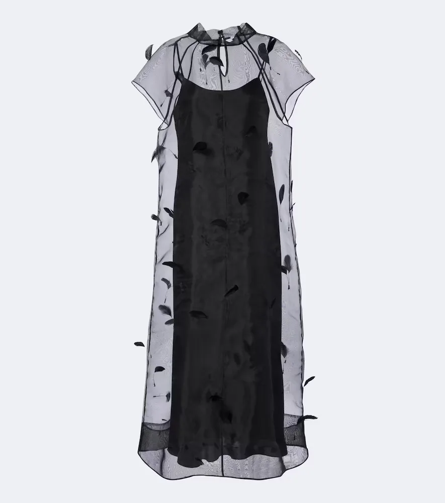 Simkhai Pauline Feather-Trimmed Organza Midi Dress by Simkhai