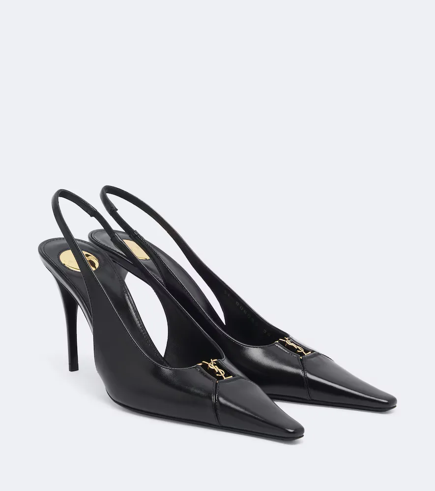 Saint Laurent Cassandre Leather Slingback Pumps by Saint Laurent