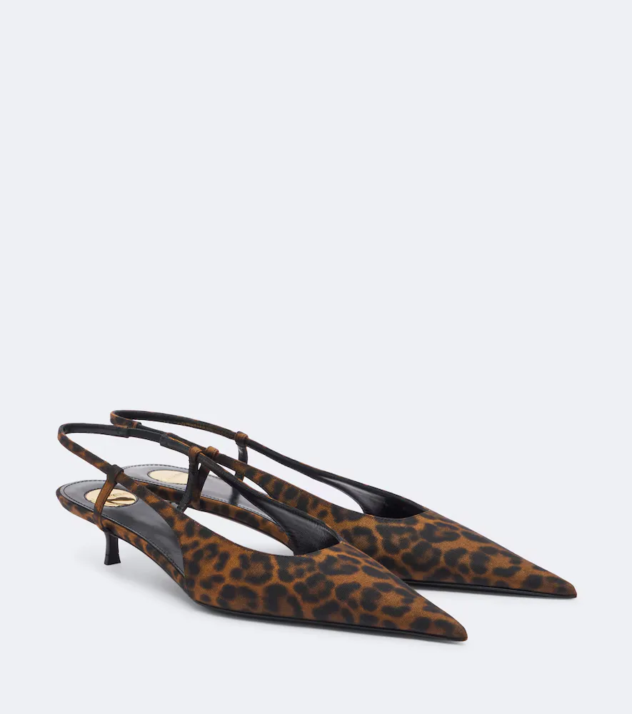 Saint Laurent Secret Leopard-Print Slingback Pumps by Saint Laurent