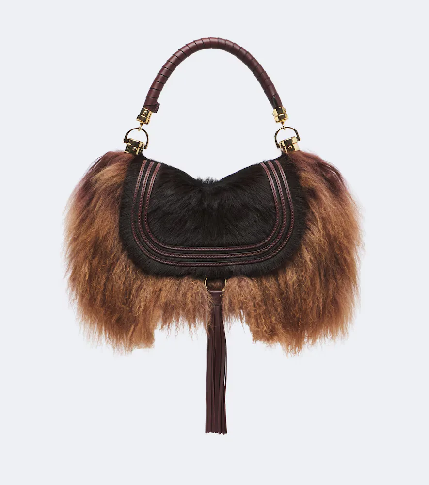 Chloé Marcie Foulard Small Shearling Shoulder Bag by Chloé