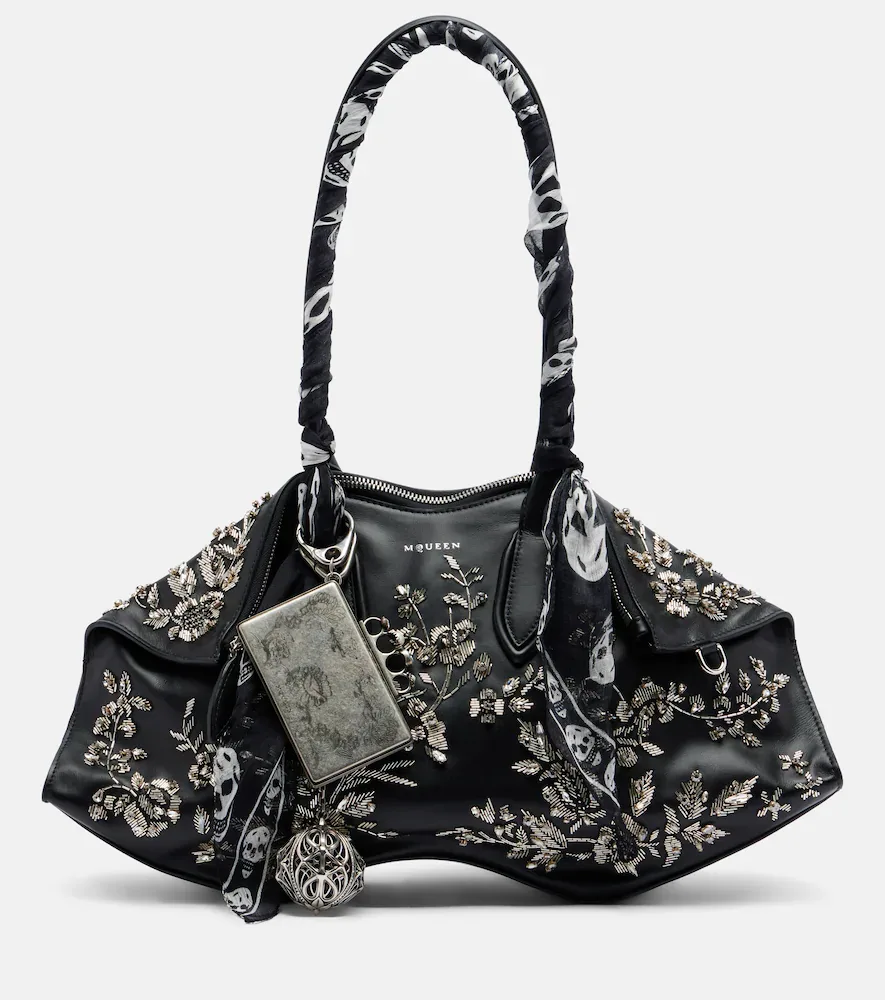 Manta Medium Embellished Leather Shoulder Bag by Mcqueen