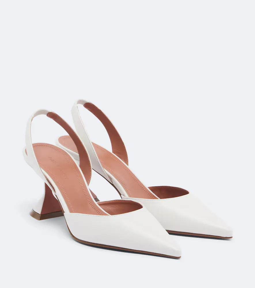 Holli Leather Slingback Pumps by Amina Muaddi