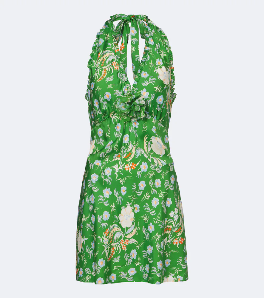 Den Mazarin Floral-Appliqué Silk-Blend Minidress by Doen