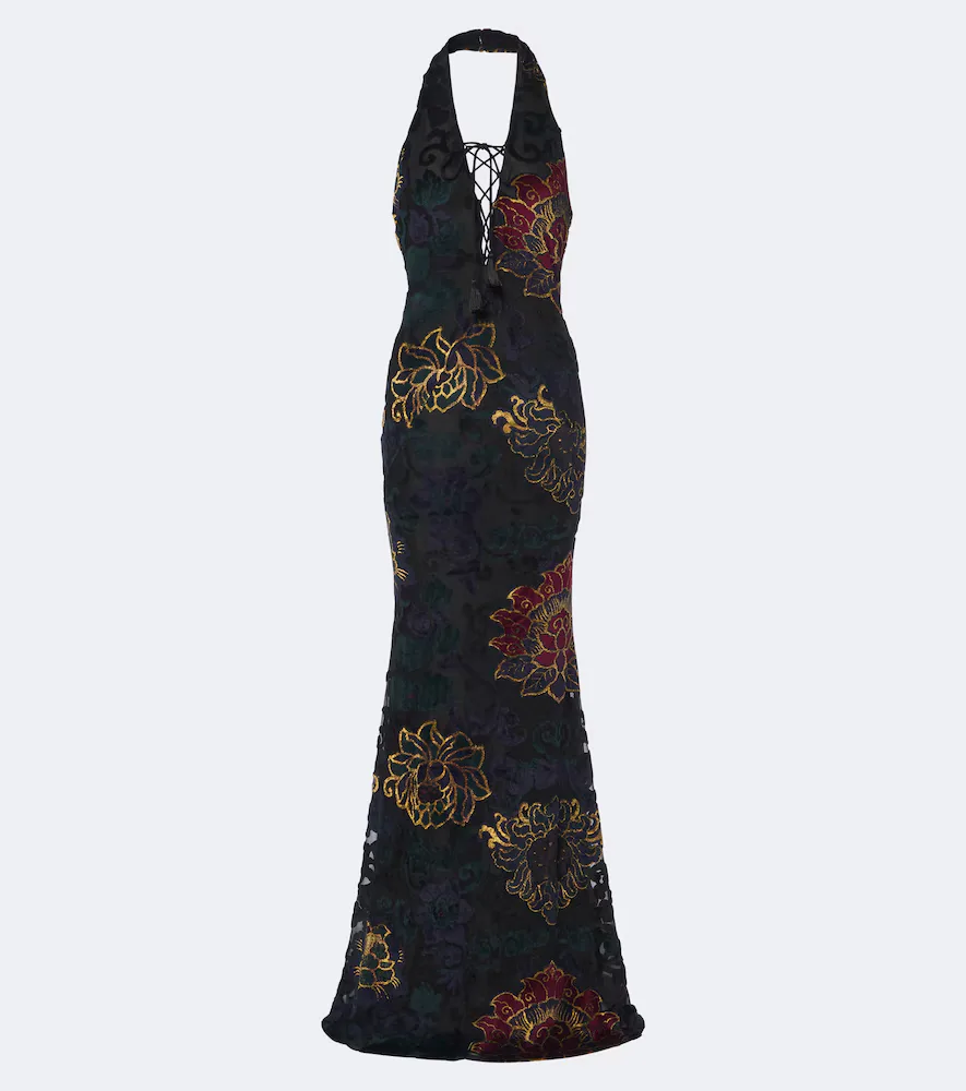 Floral Jacquard Jersey Halterneck Gown by ETRO
