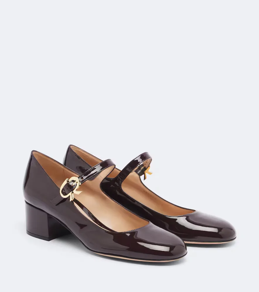 Mary Ribbon Patent Leather Mary Jane Pumps by Gianvito Rossi