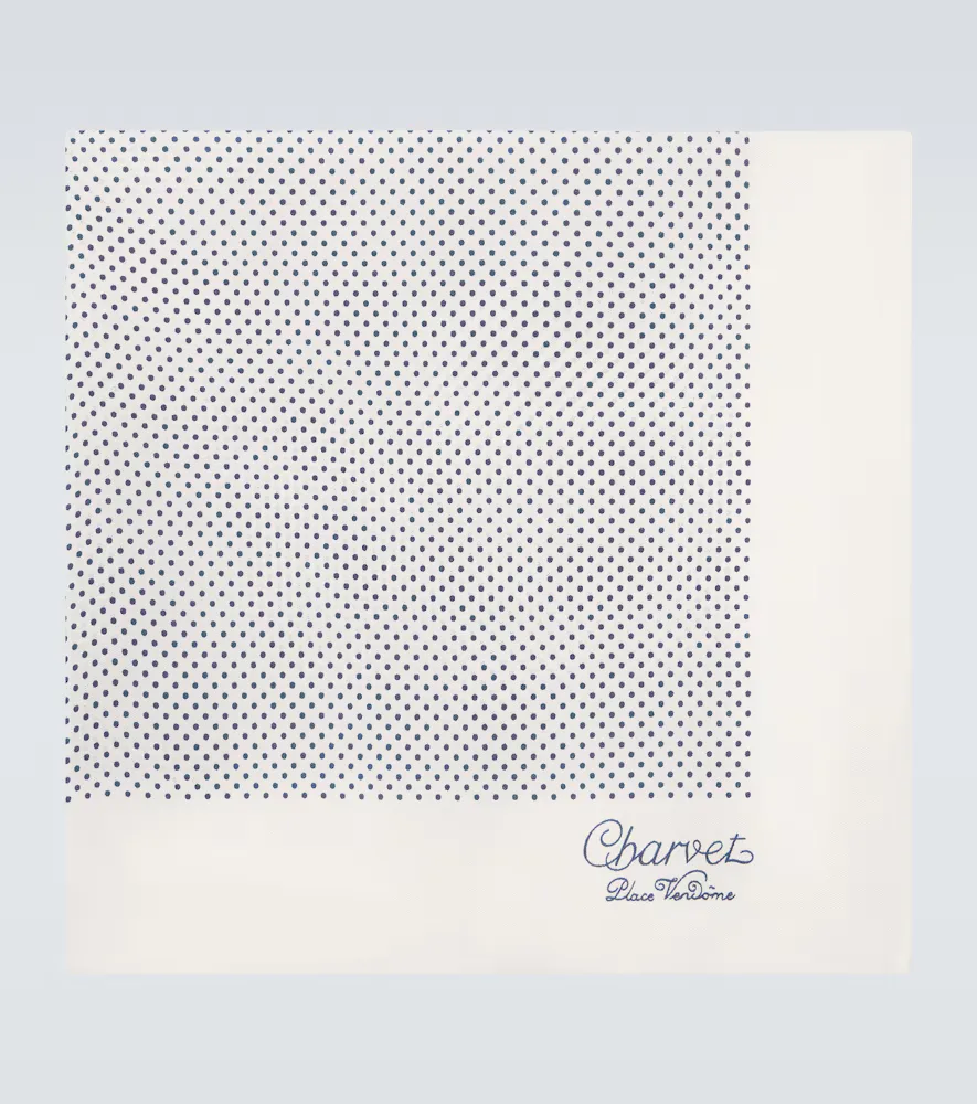 Checked Silk Pocket Square by Charvet