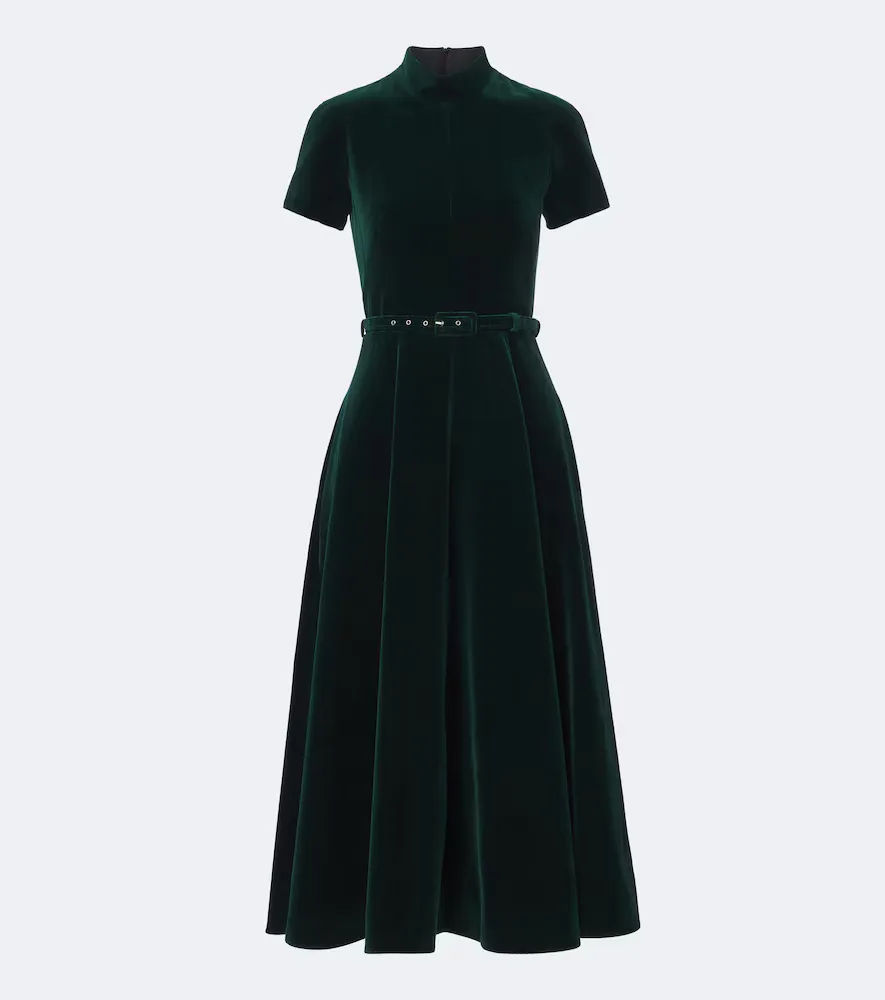 Camilla Belted Cotton Velvet Midi Dress by Emilia Wickstead