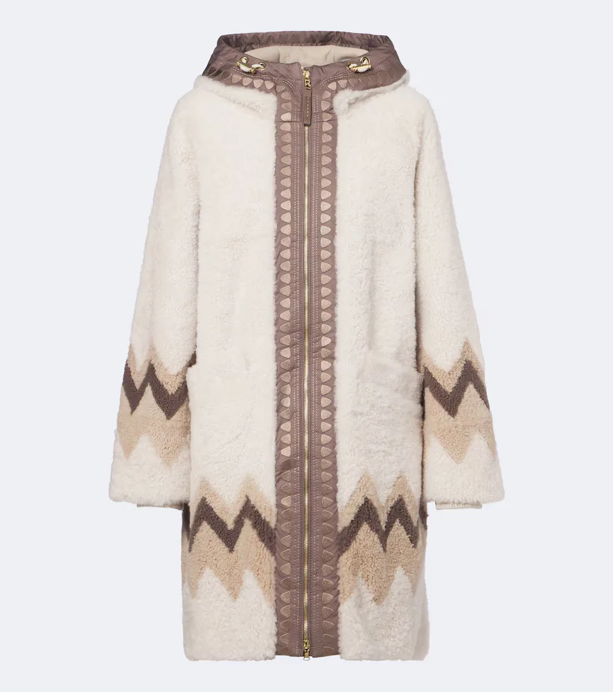 Niva Reversible Hooded Shearling Coat by Bogner