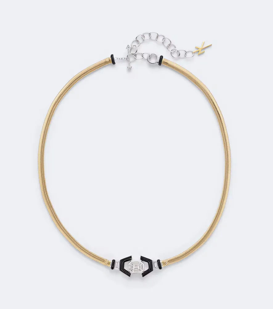 Feelings 18kt Gold and Enamel Necklace with Diamonds by Nikos Koulis