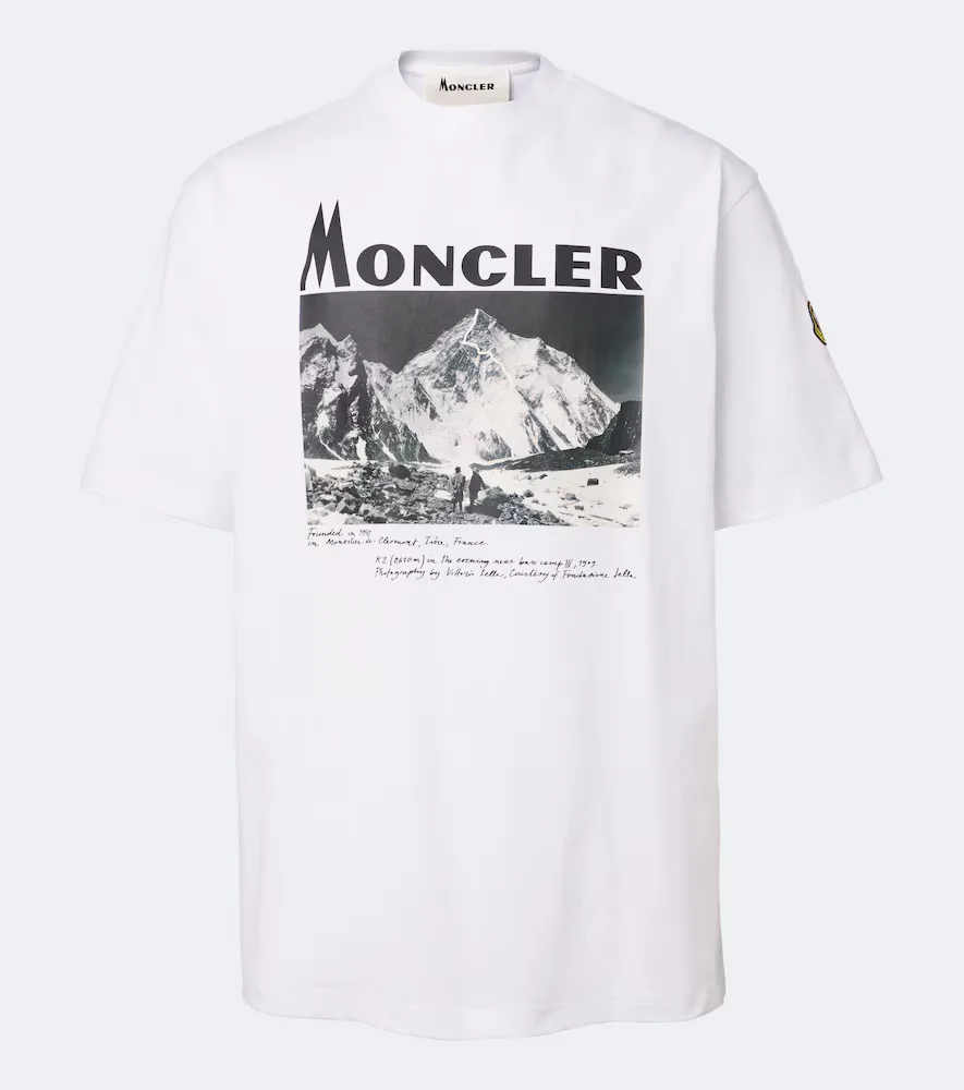 Logo Printed Cotton Jersey T-Shirt by Moncler