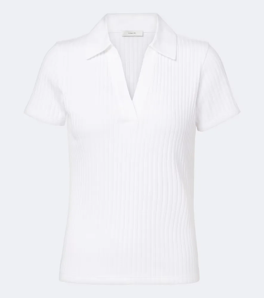 Ribbed-Knit Cotton-Blend Polo Shirt by Vince