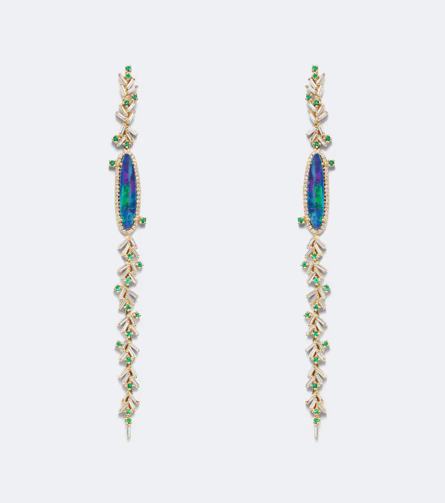 18kt Gold Drop Earrings with Gemstones