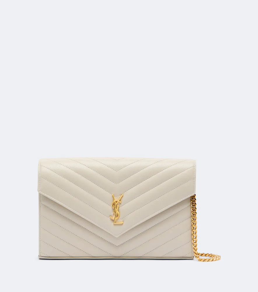 Cassandre Matelass Leather Wallet on Chain by Saint Laurent