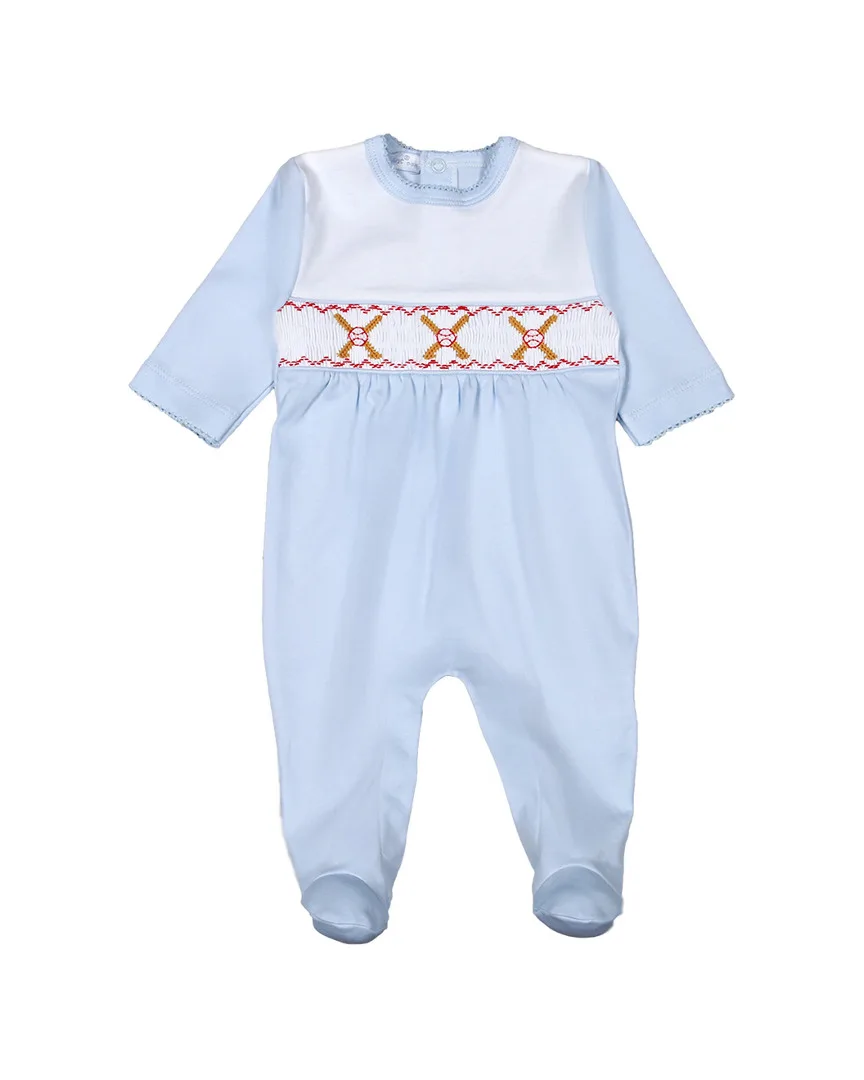 Baseball Hand Smocked Footie by Hug Me First