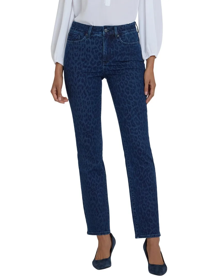 Marilyn Dark Denim Leopard Print Straight Leg Jean by NYDJ