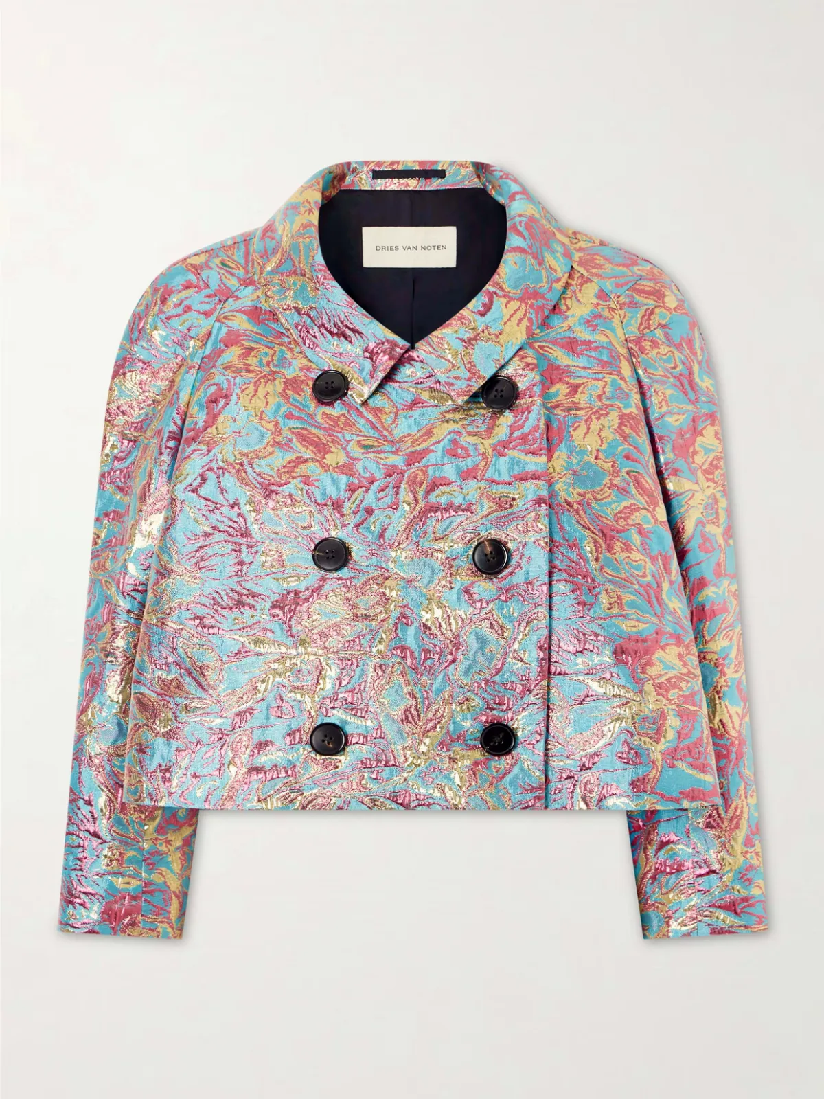 - Double-breasted Floral-jacquard Jacket -