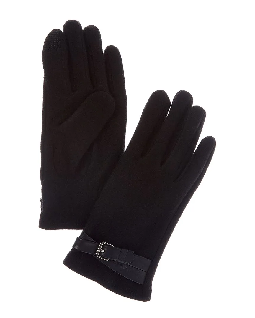 Leather Belt Knit Wool-Blend Gloves by Brooks Brothers
