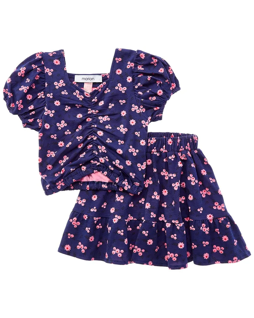 2Pc Floral Top & Skirt Set by Marion
