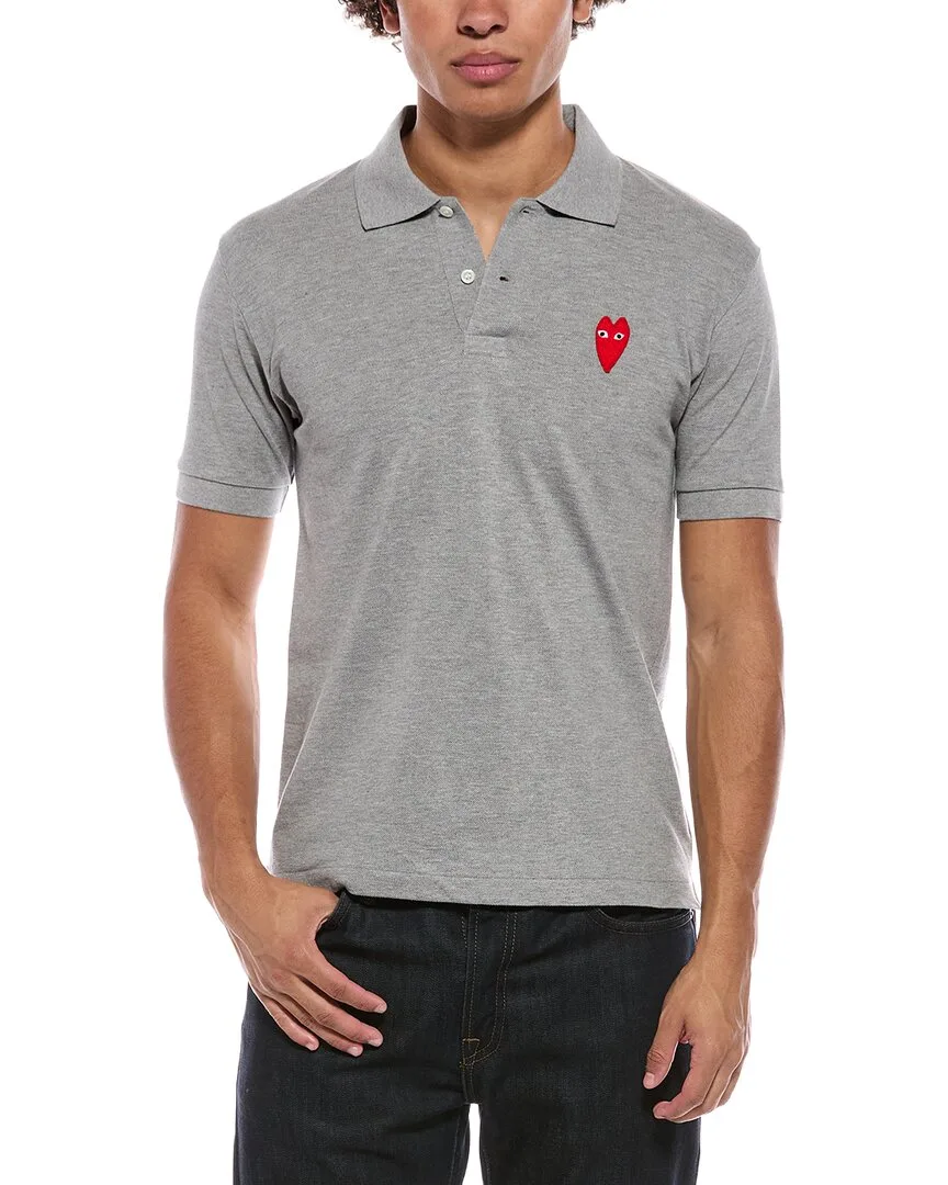Stretch Heart Polo Shirt by Comme Des Garcons Play