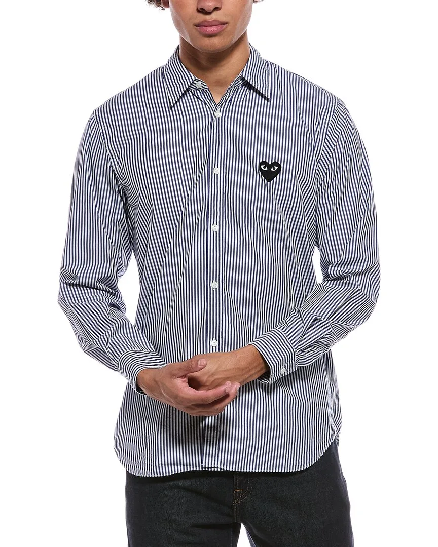 Black Heart Stripe Shirt by Comme Des Garcons Play