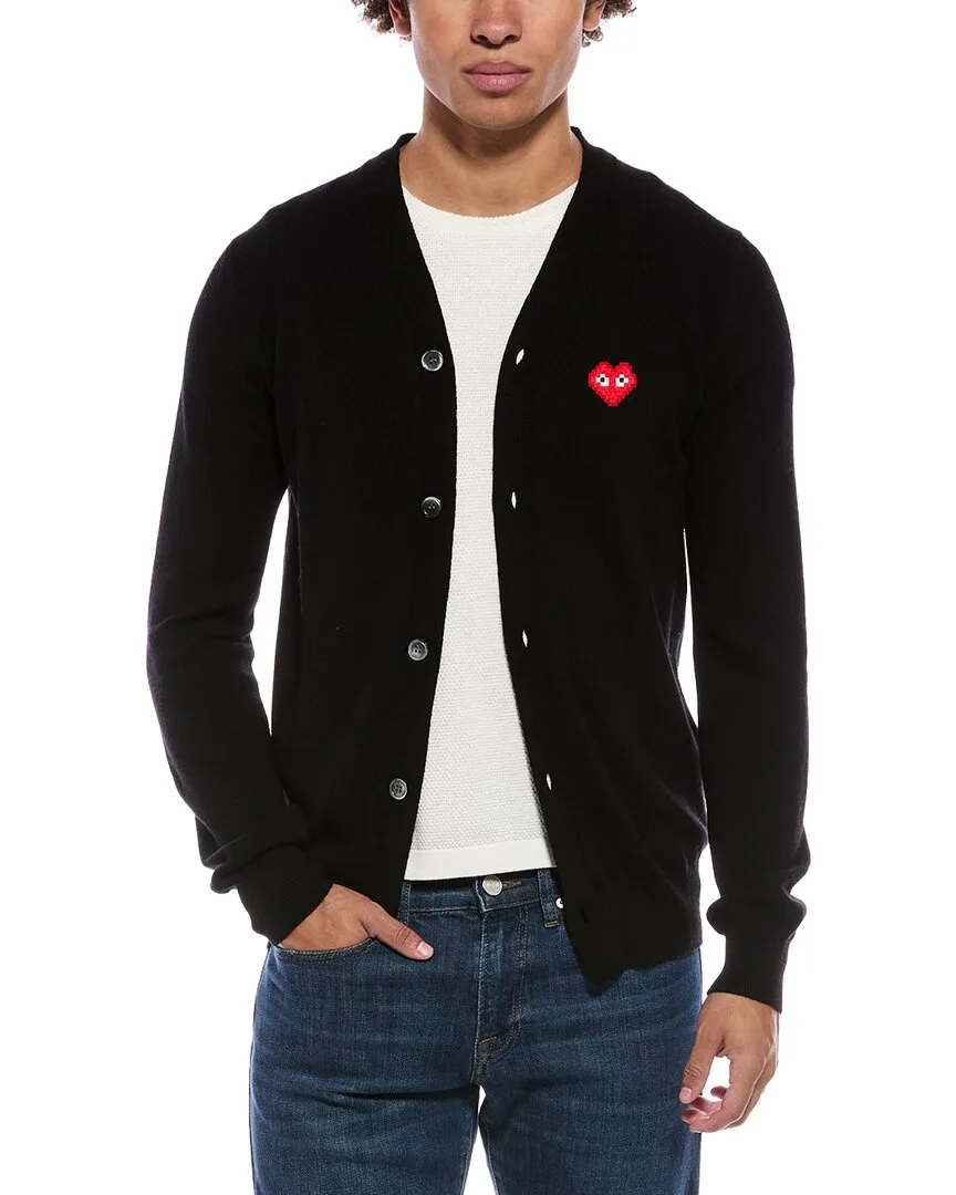 Knit Wool V-Neck Cardigan by Comme Des Garcons Play