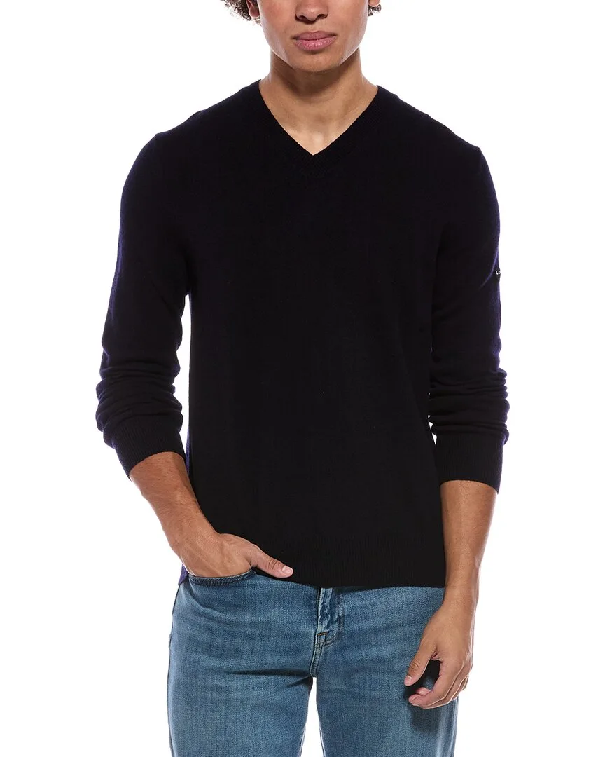 Black Heart Sleeve Wool V-Neck Sweater by Comme Des Garcons Play