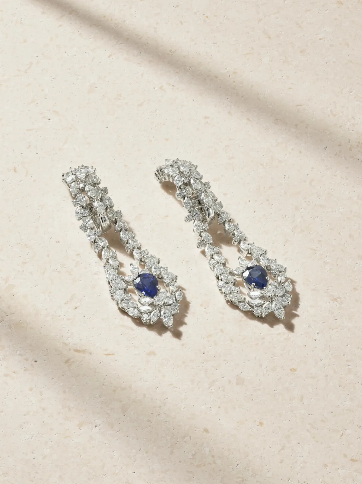 - 18-karat White Gold, Sapphire And Diamond Earrings -