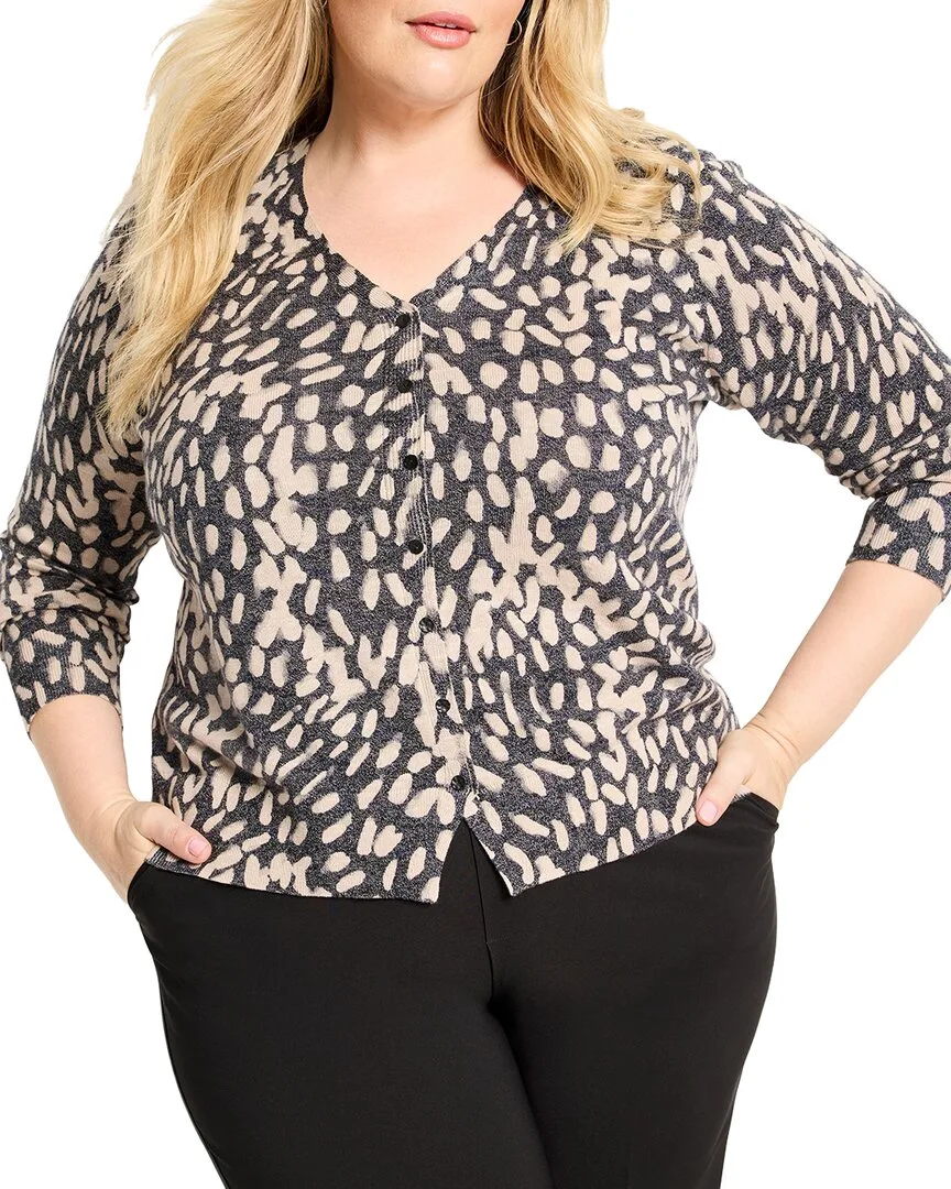 Nic+Zoe Wild Dot Buttoned Up Pullover Sweater by Nic+Zoe